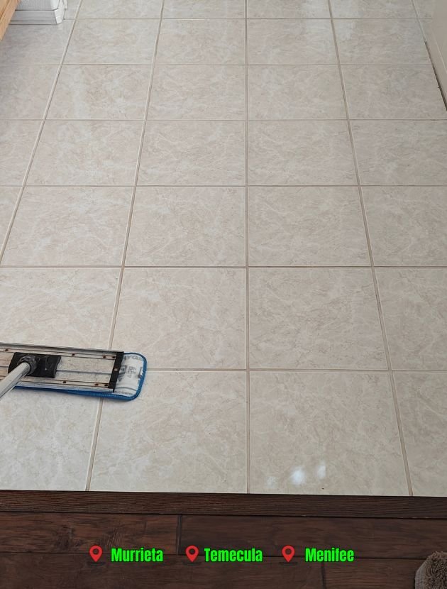 Clean tiled floor with cleaning tool in murrieta , menifee and temecula