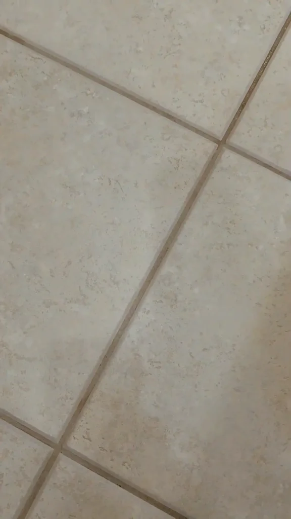 Commercial hard surface spinner machine deep cleaning tile and grout lines in a Moreno Valley home