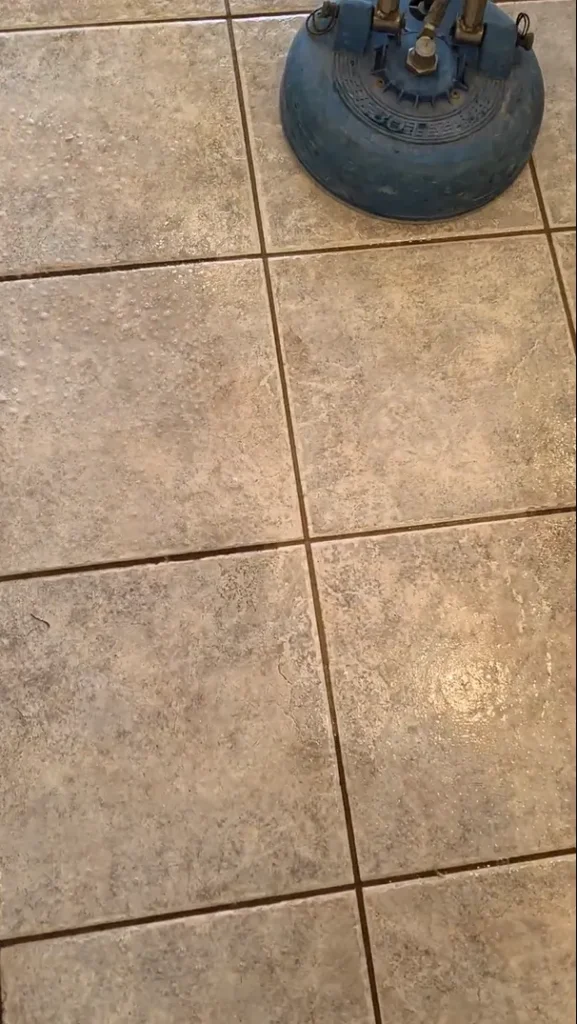 Tile & Grout Cleaning in Corona 6 Close-up of dirty dark grout lines on tile flooring before professional cleaning