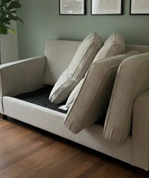 Removing cushions for complete deep extraction and thorough upholstery cleaning in Fallbrook houses