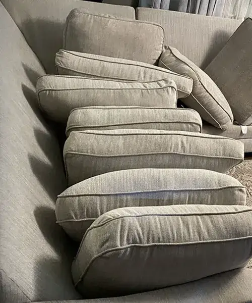 Upholstery Cleaning in Oceanside 8 Multiple sofa cushions being prepared for upholstery cleaning in Oceanside