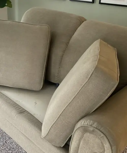 Deep fabric cushion inspection to perform expert pet odor and upholstery cleaning in Canyon Lake