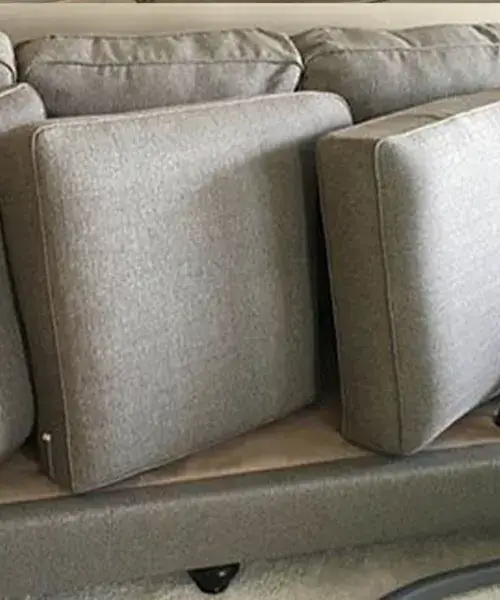 Perfectly organized sofa cushions showing reliable results of upholstery cleaning in Lake Elsinore